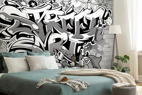 Tapeta šedý Street Art nápis so sprejmi - 450x300