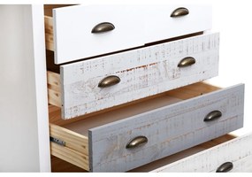 Bielo-sivá komoda so 4 zásuvkami Marckeric Romantica, 79 × 80 cm