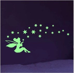 Sada nástenných svietiacach detských samolepiek Ambiance Tall Fairy and Stars