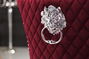 Dizajnová stolička Queen Levia hlava zamat červená