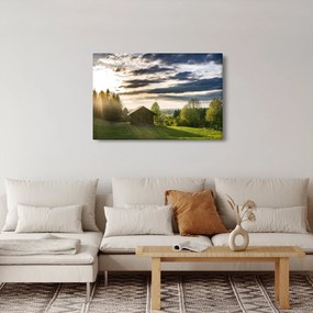 Obraz lesnej chaty (90x60 cm)