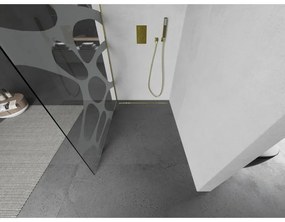 Mexen Kioto L, sprchová zástena Walk-In 120 x 200 cm, 8mm číre sklo biely vzor, zlatý lesklý profil,800-120-103-50-97