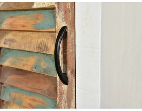 furniture-nabytek.cz - Masívna skriňa do kúpeľne Perth z recyklovaného dreva, lakovaná, biela/barevná – 45×43×180 cm