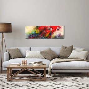 Obraz červených papagájov ara (s hodinami) (90x30 cm)