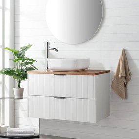 Nástenná skrinka pod umývadlo Houseland Velora s doskou 80 cm biela/dub