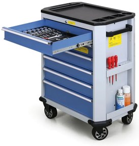 Pojazdný dielenský vozík na náradie EXPERT, 4 zásuvky, modrá