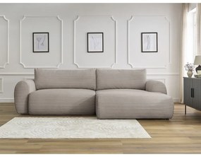 Svetlosivo-béžová menčestrová rozkladacia rohová pohovka (pravý roh) Lucien – Bobochic Paris