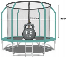 Prémiová záhradná trampolína pre deti s vnútornou sieťou 8FT  - Ø 252 cm