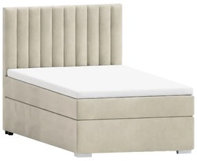 Béžová čalúnená jednolôžková posteľ s úložným priestorom s roštom 100x200 cm Bunny – Ropez