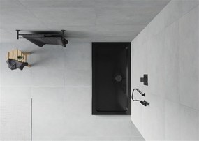 Mexen Flat, akrylátová sprchová vanička 120x70x5 cm SLIM, čierna, čierny sifón, 40707012B