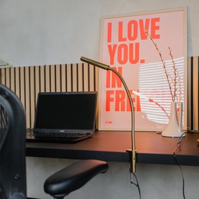 Svietidlo na svorku na stôl mosadz vrátane LED s dotykovým stmievačom - Lionard