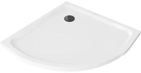 Mexen SLIM - štvrťkruhová sprchová vanička 80x80x5cm + čierny sifón, biela, 41108080B