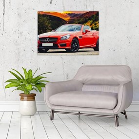 Sklenený obraz - červený Mercedes (70x50 cm)
