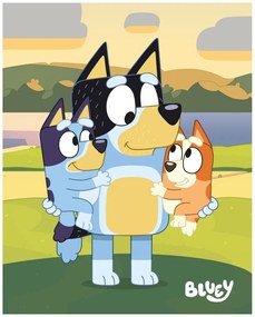 Coral fleece deka Bluey a Bingo s ockom - 120 × 150 cm