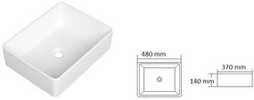 Gamma Juga, umývadlo na dosku 480x370x140 mm, biela lesklá, GMA-UC-JUGA