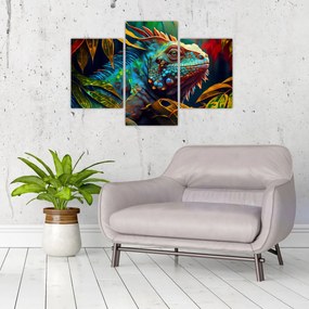 Obraz - Farebný leguán (90x60 cm)