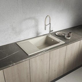 Laveo Pionier, 1-komorový granitový drez 780x500x207 s krátkym odkvapávačom, béžová, LAV-SBR_413T