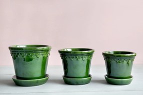 Malý kvetináč Københavner s podstavcom s glazúrou 12 cm zelený