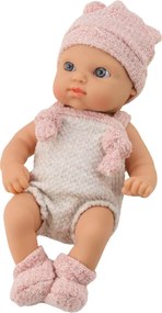 LEAN Toys Bábika bábätko v ružovom oblečení, čiapka a slintáčik 18 cm