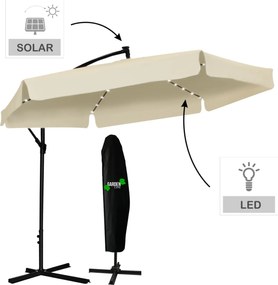 Garden Line 3 M BEŽOVÝ ZÁHRADNÝ SLNEČNÍK „BANANA“ S LED OBALOM