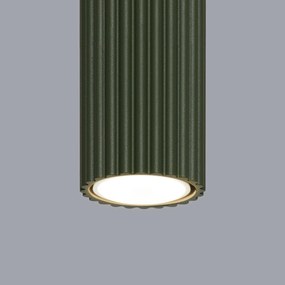 Stropné svietidlo Karbon, 1x olivovo zelené kovové tienidlo, (60 cm)