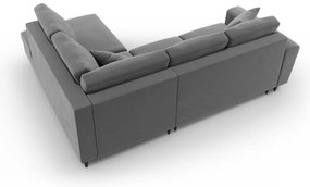 Svetlosivá zamatová rozkladacia/s úložným priestorom rohová pohovka (pravý roh/do L) Kyoto – Cosmopolitan Design