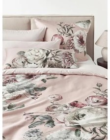 Súprava posteľnej bielizne z bavlneného saténu's kvetinovou potlačou Blossom, 3 diely