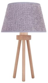 Duolla - Stolná lampa BOUCLE 1xE27/15W/230V pr. 28 cm šedá/drevo