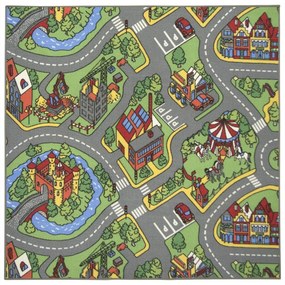 Detský kusový koberec Hravé mesto štvorec, 120x120, viacfarebná, detská izba, Vopi