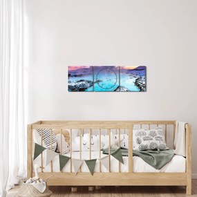Obraz - Modrá lagúna na Islande (s hodinami) (90x30 cm)