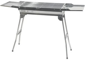 Prenosný gril na drevené uhlie lesklý chróm