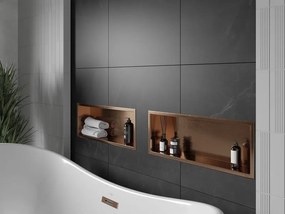 Mexen X-Wall-R, polica na zapustenie s prírubou  60 x 20 cm, medená matná - 19C0602010