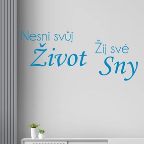 Veselá Stena Samolepka na stenu na stenu Nesnívaj svoj život, ži svoje sny Farba: čierna