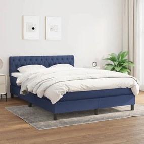 Posteľný rám boxspring s matracom modrý 140x200 cm látka 3140303