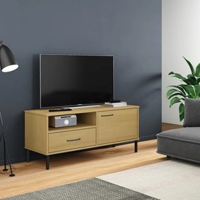 TV skrinka s kovovými nohami hnedá masívna borovica OSLO 351021