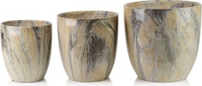 Sada 3 ks keramických květináčů NEVA MARBLE VI béžová/zlatá
