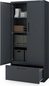 Modulárna kovová multifunkčná skriňa s vysokou zásuvkou antracitová MEGAN 1950 x 900 x 400 mm