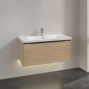 VILLEROY &amp; BOCH Subway 3.0 závesná skrinka pod umývadlo, 1 zásuvka, s LED osvetlením, 973 x 478 x 429 mm, Nordic Oak, C569L1VJ