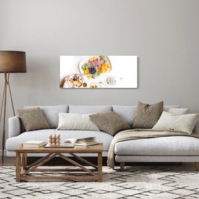 Obraz tanierov s ovocím na stole (120x50 cm)
