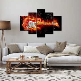 Obraz - Gitara v plameňoch (150x105 cm)