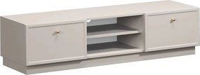 TV stolík Lorini 150 cm na sokli – kašmírová / zlaté úchytky G