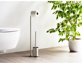 Stojan na toaletný papier so štetkou z nehrdzavejúcej ocele v matne striebornej farbe Levante – Wenko