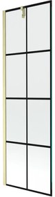 Mexen Next, 1-krídlová vaňová zástena 60 x 150 cm, 6mm číre sklo - čierny vzor, zlatá matná, 895-060-000-00-77-55