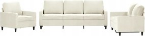 vidaXL 3-dielna sedacia súprava, čalúnená zamatom, krémová