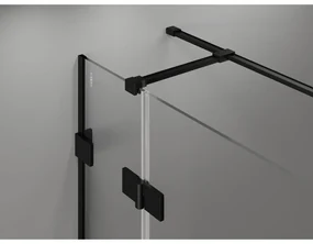 Mexen Lunar T, sklápací sprchový kút ľavý 140 x 80 cm, 8mm číre sklo, čierny profil, 834T-140-080-70-00-L