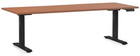 Výškovo nastaviteľný stôl OfficeTech D, 200 x 80 cm, čierna podnož, čerešňa