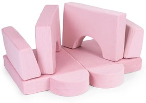 ECOTOYS Modulárne rozkladacie kreslo pre deti - 8 mäkkých ružových vankúšov