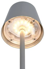 Sivá LED stolová lampa s kovovým tienidlom (výška 21 cm) Diaz – Trio