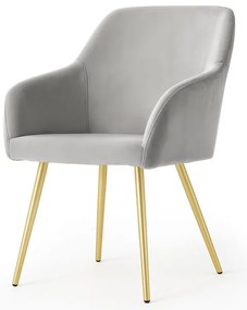 Sada dvoch jedálenských stoličiek ESTELLE zamatové, sivé / zlaté nohy (2 ks)