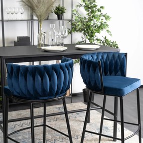 JAKS Barová stolička Flores velvet modrá